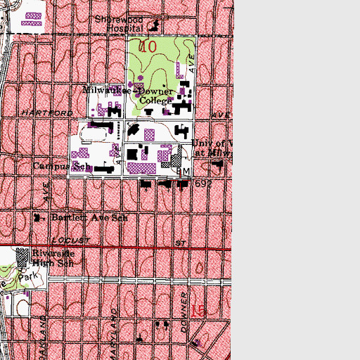 Topographic Map of Fourth Church of Christ Scientist, WI