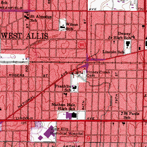 Topographic Map of Franklin Field House, WI