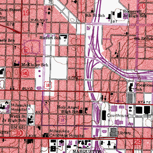 Topographic Map of Friedens United Church of Christ, WI