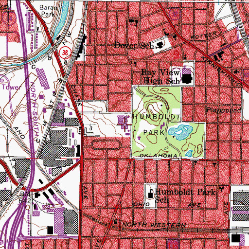 Topographic Map of Fritsche Middle School, WI