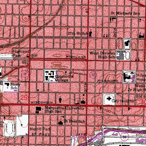 Topographic Map of Fundamental Bible Church, WI