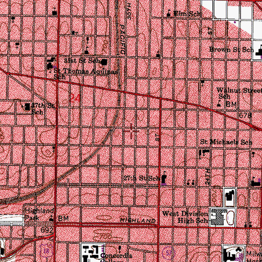 Topographic Map of Galena Street United Methodist Church, WI