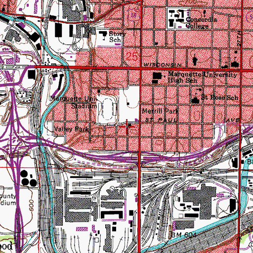 Topographic Map of Gardner Memorial Methodist Church, WI
