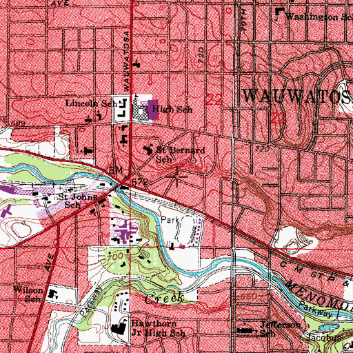 Topographic Map of Germania Hall, WI
