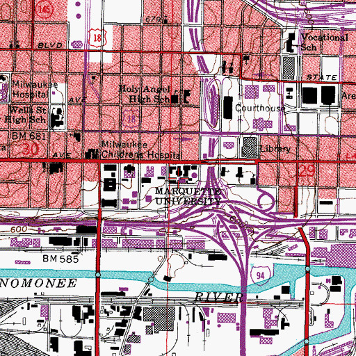 Topographic Map of Gesu Parish Center, WI