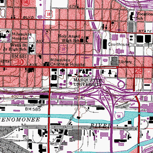 Topographic Map of Gesu School, WI