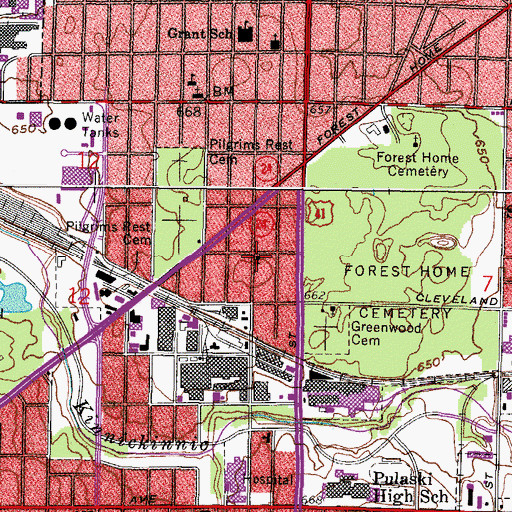 Topographic Map of Gethsemane Lutheran Church, WI