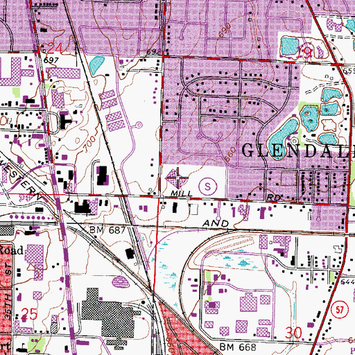 Topographic Map of Glen Hills Middle School, WI