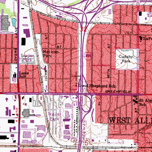 Topographic Map of Good Shepherds Evangelical Lutheran Church, WI