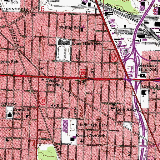 Topographic Map of Gospel Evangelical Lutheran Church, WI