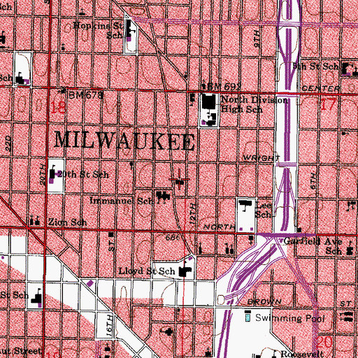Topographic Map of Greater Galilee Baptist Church, WI
