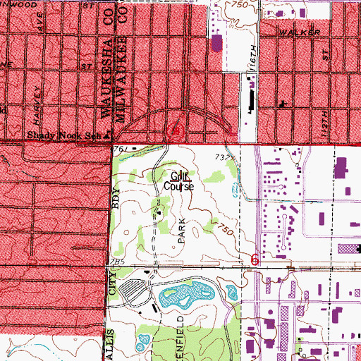 Topographic Map of Greenfield Park Golf Course, WI