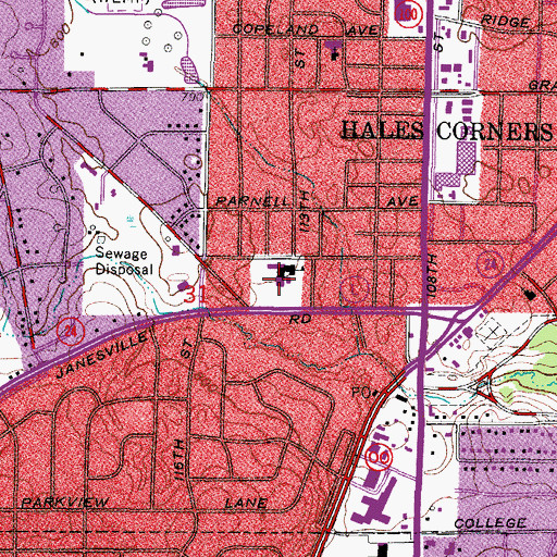 Topographic Map of Hales Corners Elementary School, WI