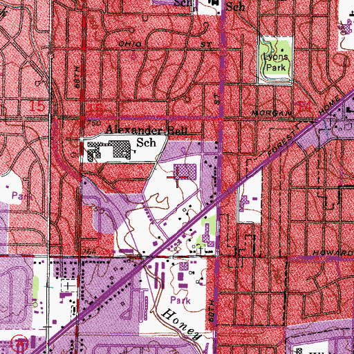 Topographic Map of Hamilton High School, WI
