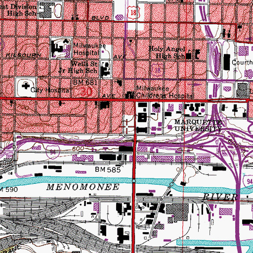 Topographic Map of Helfaer Tennis Stadium, WI
