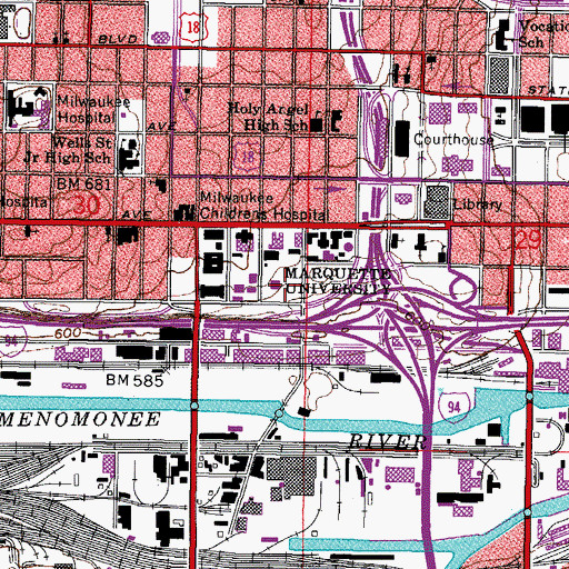 Topographic Map of Helfaer Theatre, WI