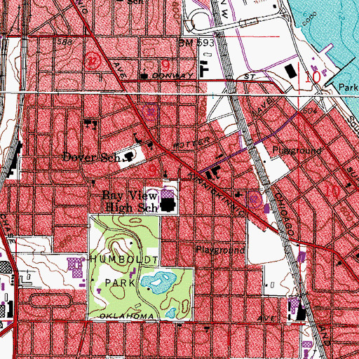 Topographic Map of Henry Llewellyn Branch Milwaukee Public Library, WI