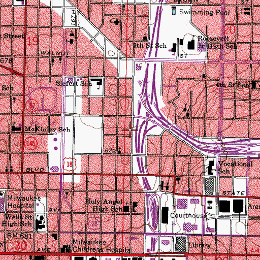 Topographic Map of Hilltop Station Milwaukee Post Office, WI
