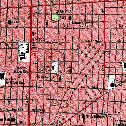 Topographic Map of Hillview Nursing Home, WI