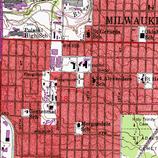 Topographic Map of Holt Playfield, WI