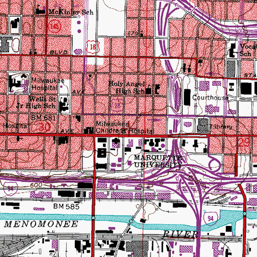 Topographic Map of Holthusen Hall, WI