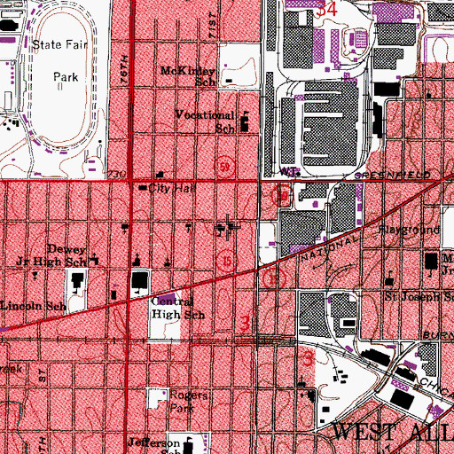 Topographic Map of Holy Assumption Catholic Church, WI