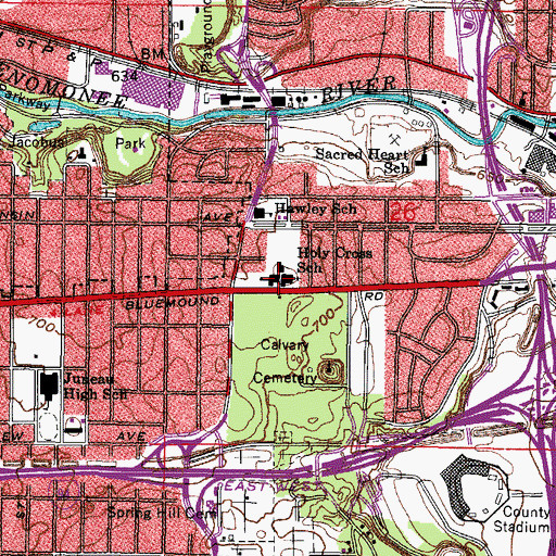 Topographic Map of Holy Cross Roman Catholic Church, WI