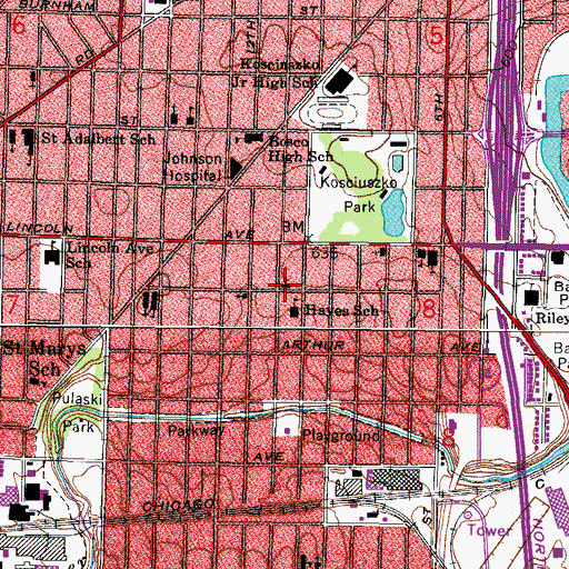 Topographic Map of Holy Name National Polish Catholic Church, WI