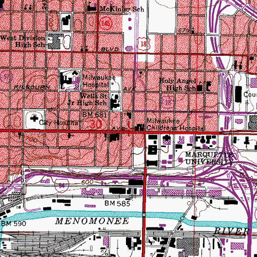 Topographic Map of Humphrey Hall, WI