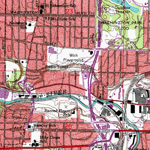 Topographic Map of Nathaniel Evangelical Lutheran Church, WI