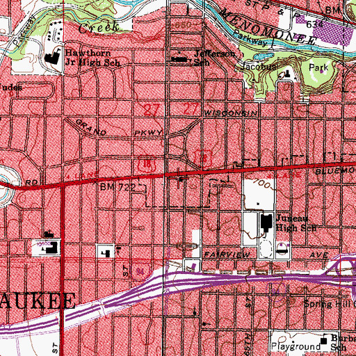 Topographic Map of Nativity Evangelical Lutheran Church, WI