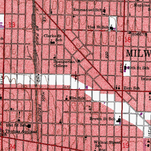 Topographic Map of Nazareth Lutheran Church, WI