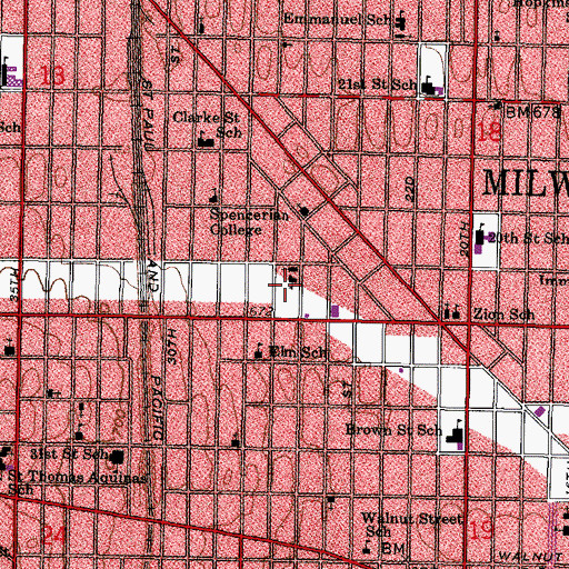 Topographic Map of Hope Christian School, WI