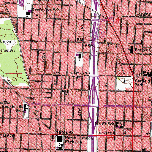 Topographic Map of New Hope Baptist Church, WI