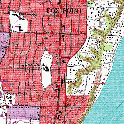 Topographic Map of North Shore Congregational Church, WI