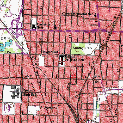 Topographic Map of North Thirty-Sixth Street Public School (historical), WI