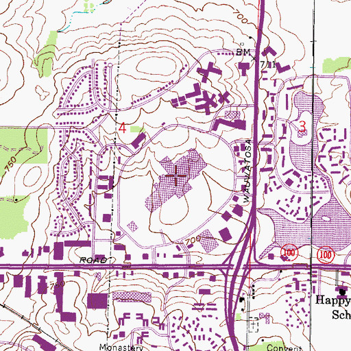 Topographic Map of Northridge Mall Shopping Center, WI