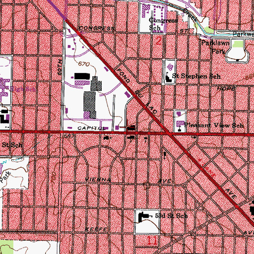 Topographic Map of Northwest General Hospital (historical), WI