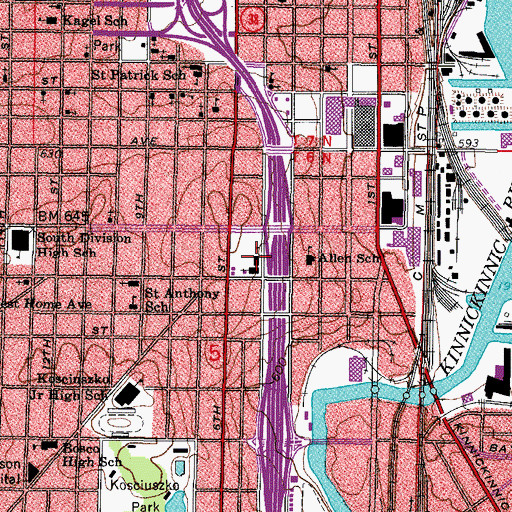 Topographic Map of Notre Dame High School (historical), WI