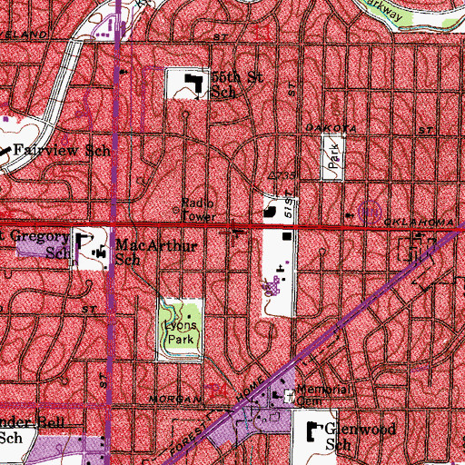 Topographic Map of Oklahoma Avenue Lutheran Church, WI