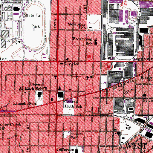 Topographic Map of Orchard Street Christian Church, WI