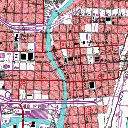 Topographic Map of Pabst Theater, WI