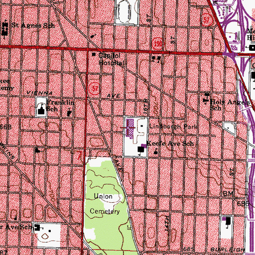 Topographic Map of Parkman Middle School (historical), WI