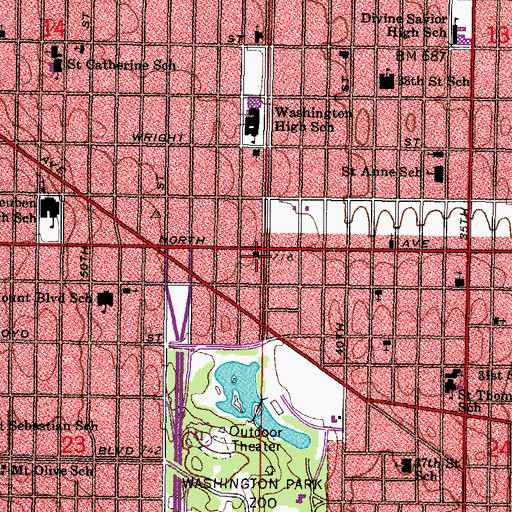 Topographic Map of Parkside Lutheran Church, WI