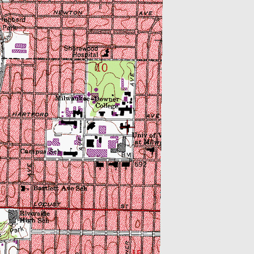 Topographic Map of Pearse Hall, WI