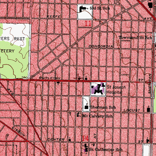 Topographic Map of Pentecost Evangelical Lutheran Church, WI