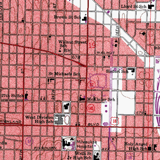 Topographic Map of Philadelphia Missionary Baptist Church, WI