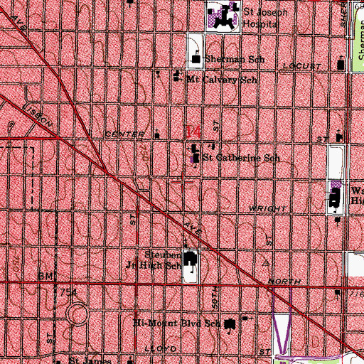 Topographic Map of Pilgrim Congregational Church, WI