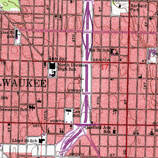 Topographic Map of Pilgrim Rest Baptist Church, WI