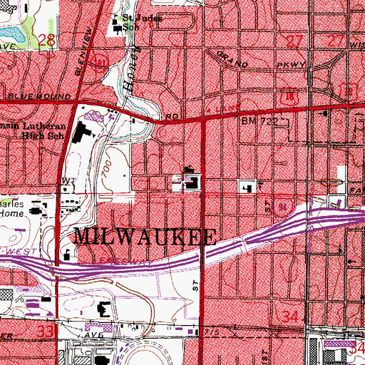 Topographic Map of Pius XI High School, WI